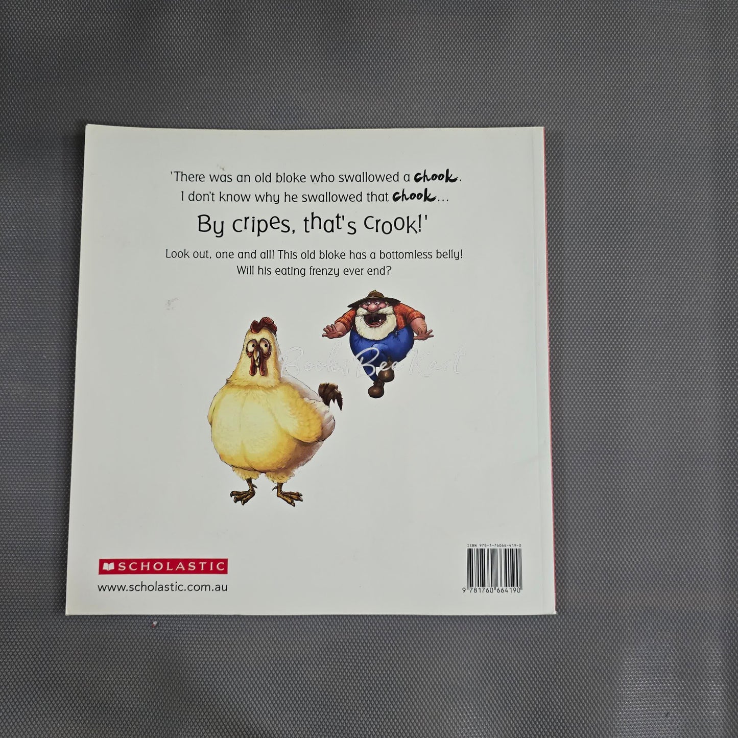 There was an old bloke who swallowed a chook